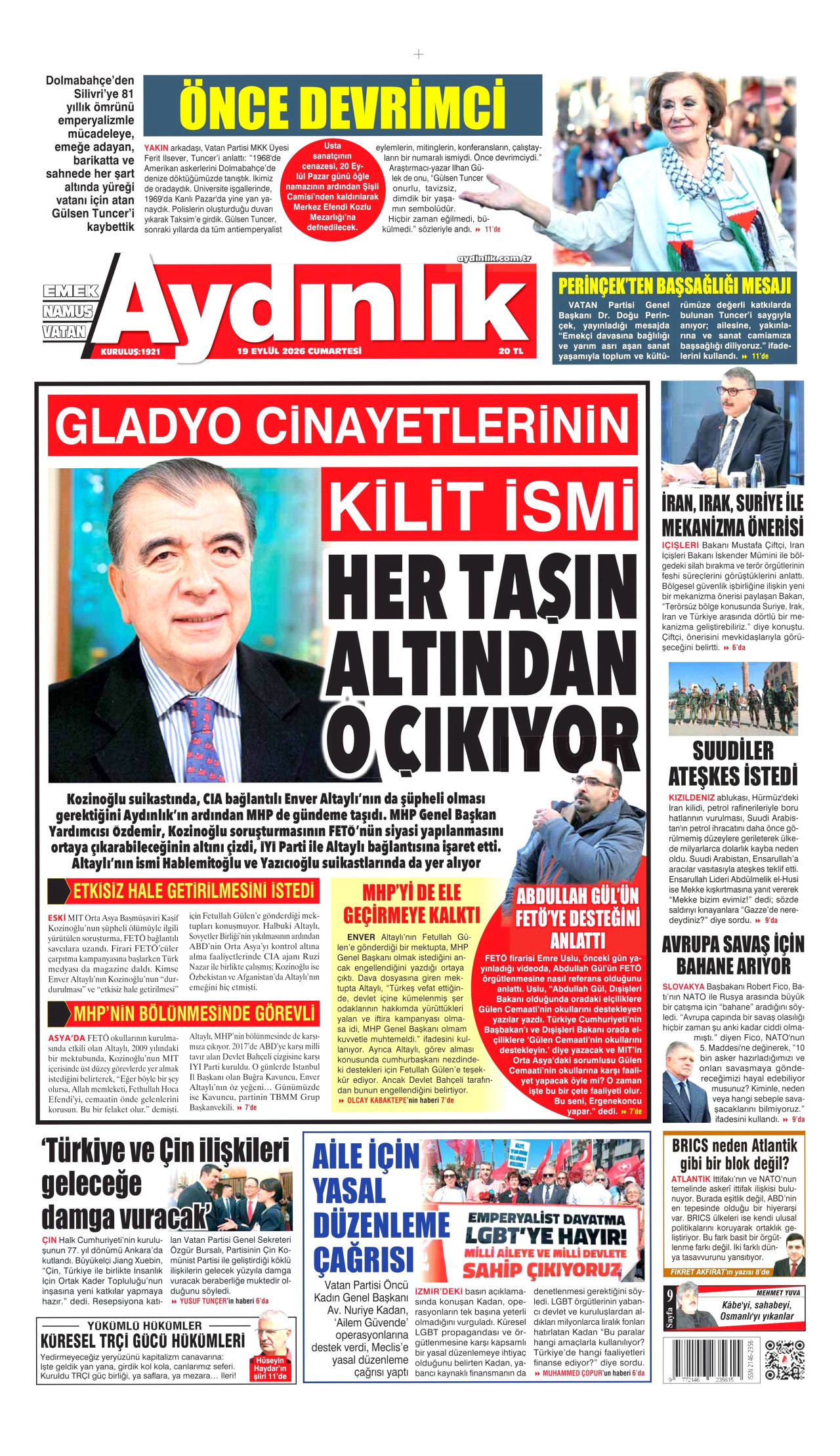 Aydınlık Gazetesi Gazetesi gazetesi manşeti