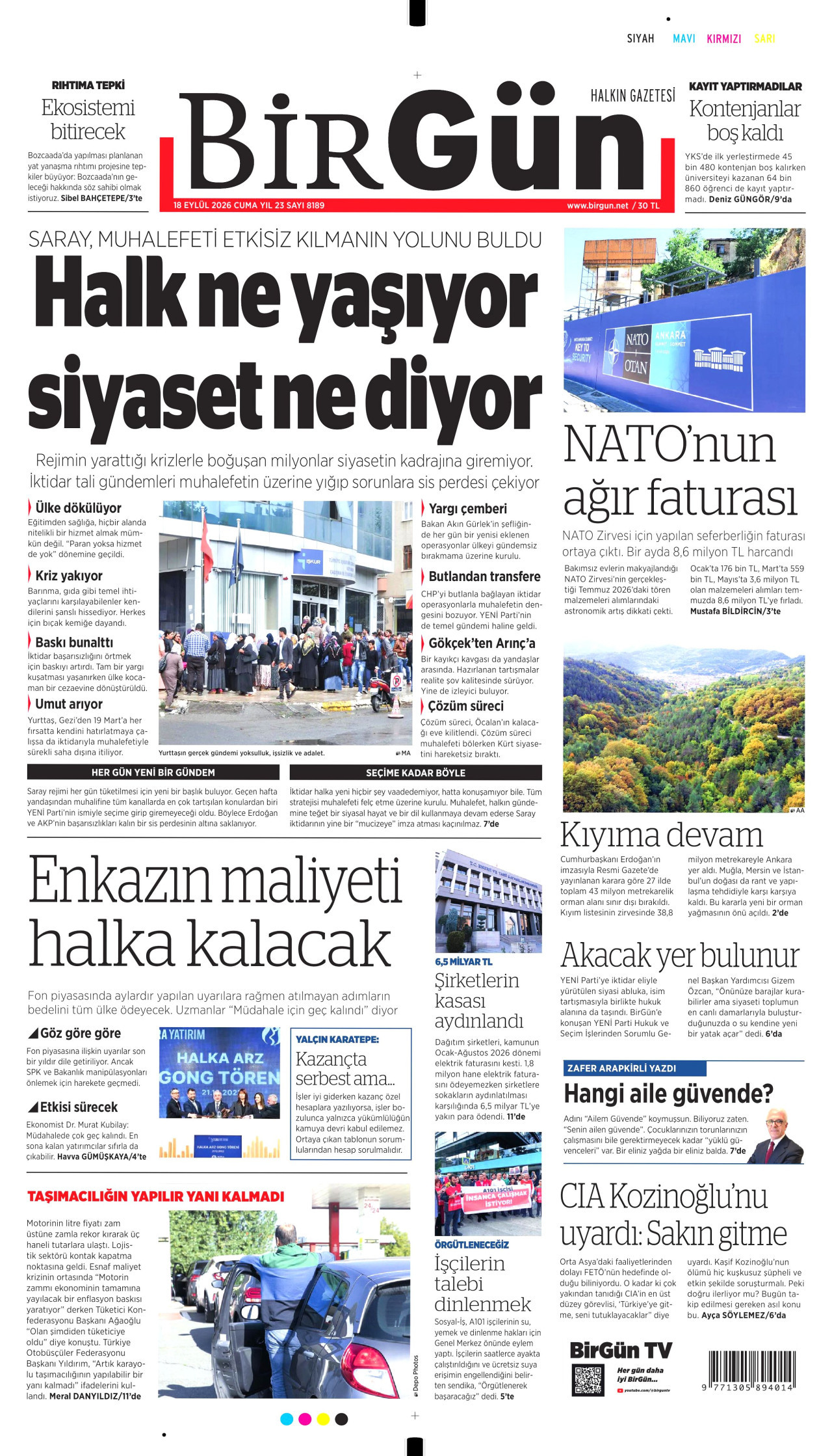 BirGün Gazetesi gazetesi manşeti