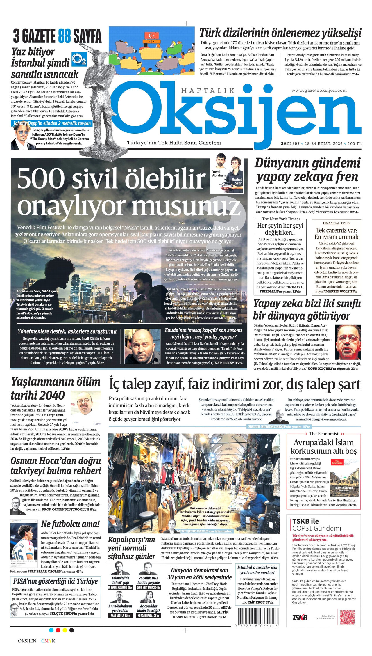 Oksijen Gazetesi gazetesi manşeti