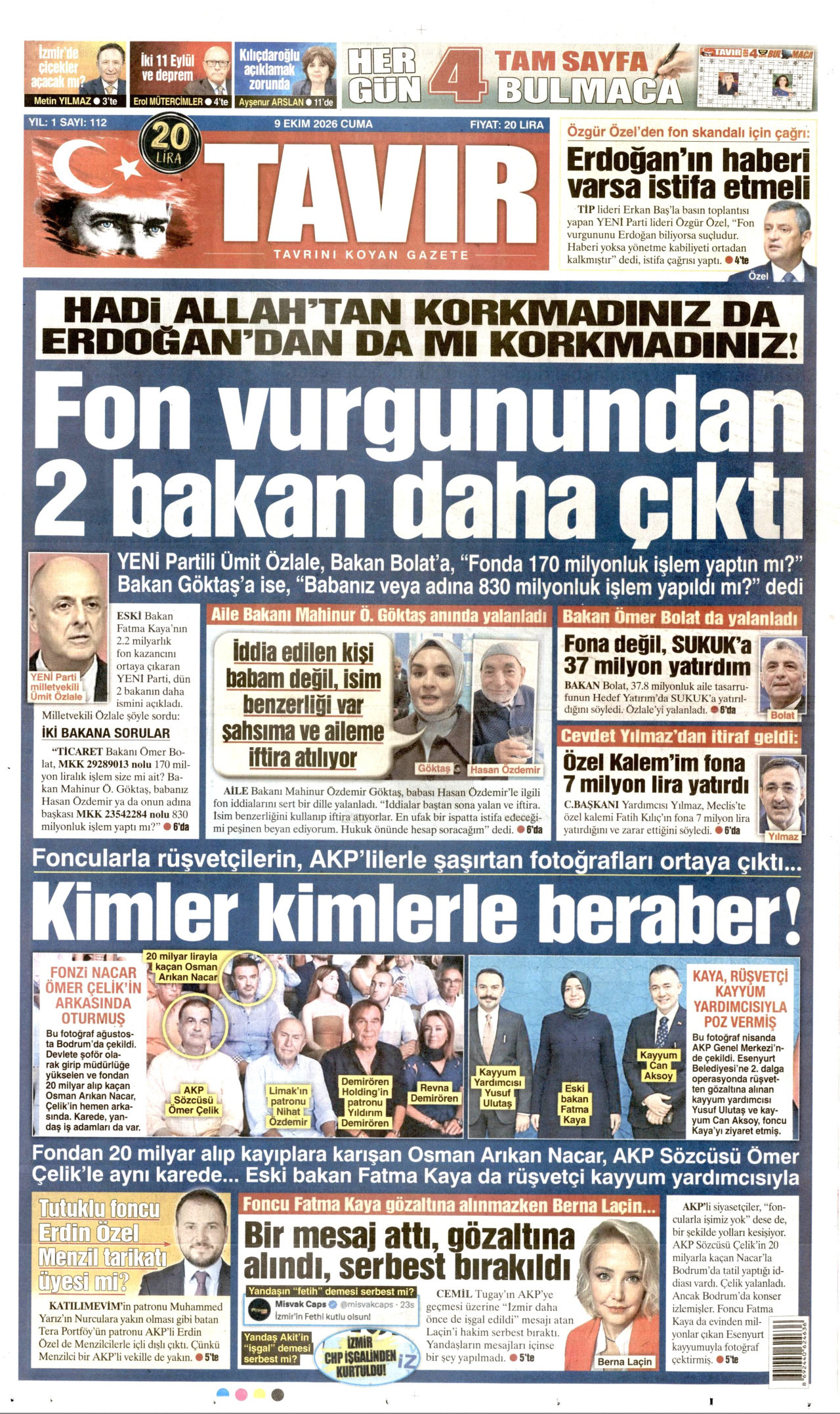 Tavır Gazetesi Gazetesi gazetesi manşeti